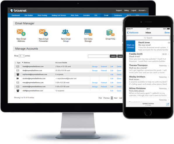 Bravenet Secure and Reliable Email Hosting