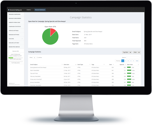 Bravenet Email List Marking has Real-Time Full Campaign Statistics