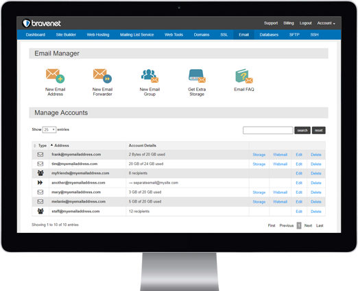 Simple Email Management with Bravenet Web Hosting